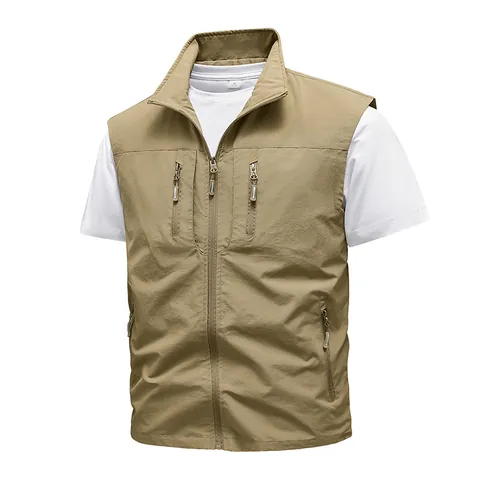 Herren Outdoor Cargo Weste Leichtgewichtig Atmungsaktiv Mehrere Taschen Angeln Weste Casual Ärmellose Jacke Wandern Reisen Top