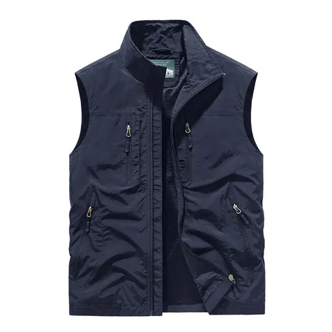 Herren Outdoor Utility Weste Fleece Gefüttert Wendejacke Multi Taschen Stehkragen Angeln Fotografie Arbeitsjacke Für Winter