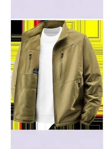 Men's Reversible Fleece Jacket Outdoor Windproof Waterproof Stand Collar Multi Pocket Warm Winter Coat For Men Casual Top