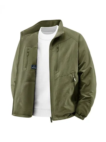 Men's Reversible Fleece Jacket Outdoor Windproof Waterproof Stand Collar Multi Pocket Warm Winter Coat For Men Casual Top