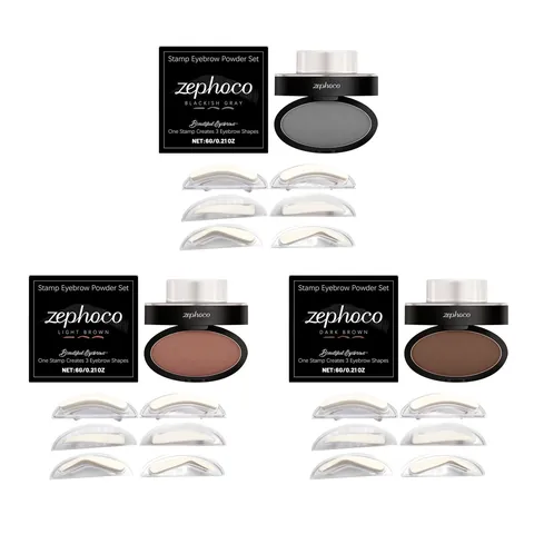 Zephoco One Step Σφραγίδα Φρυδιών Κιτ Πούδρας Αδιάβροχο Μεγάλης Διάρκειας Φυσικό Εργαλείο Διαμόρφωσης Φρυδιών Μακιγιάζ για Γυναίκες