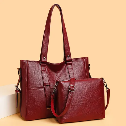 Bolso Tote de Cuero PU de Gran Capacidad para Mujer Bolso de Mano Retro Conjunto de Bolso de Hombro para Oficina Uso Diario