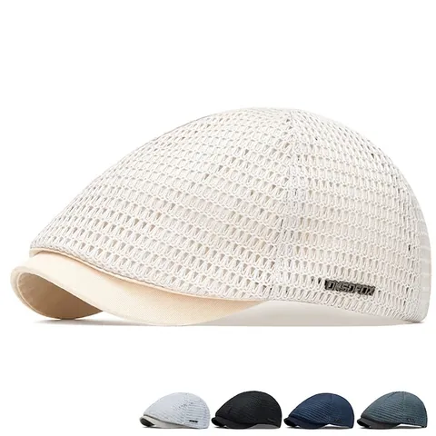 Boina Transpirable De Malla Poliéster Gorra Plana Verano Protección Solar Al Aire Libre Ajustable Hombre Mujer