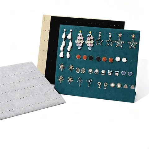 Velvet Jewelry Display Stand L-Shaped Earring Organizer Board Necklace Holder Desktop Vertical Professional Rack Storage