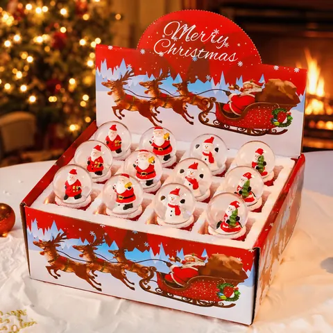 Palla Di Neve Di Natale Con Musica E Luci LED Resina Babbo Natale Renna Decorazione Da Scrivania Regalo Di Festa