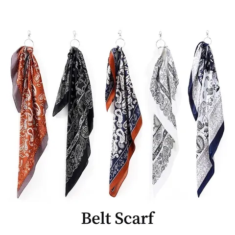 Vintage Paisley Printed Square Scarf Retro Hip Hop Satin Head Scarf Multicolor Polyester Neck Scarf For Women Men Accessory