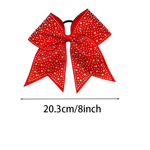 Goma para el Pelo con Lazo de Strass Brillante para Niñas Cola de Golondrina Animadora Sujetador de Coleta para Actuación Accesorios Diarios