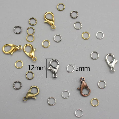 Alloy Metal DIY Jewelry Finding Set Lobster Clasps And Open Jump Rings Assorted Colors With Box For Jewelry Making Necklace Bracelet Connector