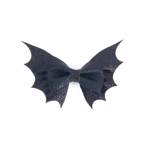 Halloween Bat Wing Bow Hair Clips For Girls Glitter Sequin Faux Leather Batwing Hairpins Kids Party Costume Accessories