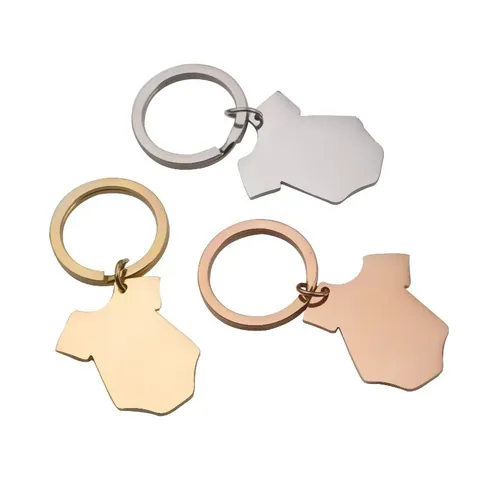 Minimalist Stainless Steel Baby Onesie Pendant Necklace Fashion Titanium Steel Baby Clothing Shaped Keychain Pendant Accessory For Men Women