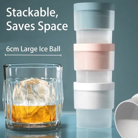 Stampo per Palle di Ghiaccio Grandi in Silicone Rotondo per Whiskey Cocktail Facile Estrazione Impilabile Riutilizzabile Strumento da Bar Cucina