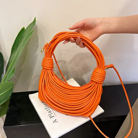 Creative Noodle Woven Handbag For Women 2025 Summer Fashion PU Leather Shoulder Bag Unique Hobo Crossbody Bag Daily Party Gift