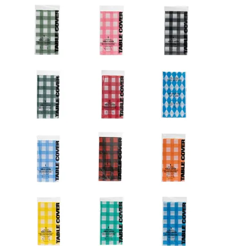Disposable Plastic Checkered Tablecloth Rectangular Gingham Plaid Table Cover For Party Picnic Birthday Event Decoration