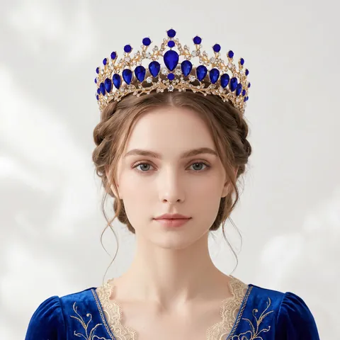 Barock Vintage Gold Legierung Strass Krone Für Damen Hochzeit Party Luxus Rubin Smaragd Saphir Kristall Braut Tiara Kopfschmuck