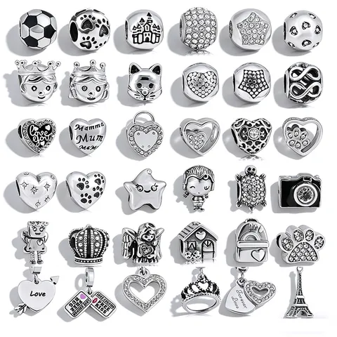 Stainless Steel Rhinestone DIY Bracelet Charms Collection Heart Star Animal Pendants For Jewelry Making Women Fashion Beads