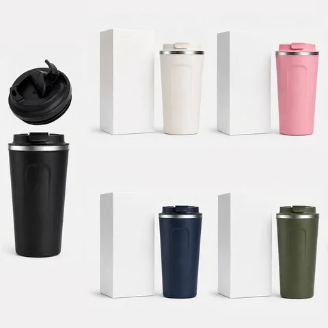 Taza De Café Portátil Acero Inoxidable Aislamiento Al Vacío Viaje Con Tapa Abatible A Prueba De Fugas Oficina Hogar Estilo Minimalista