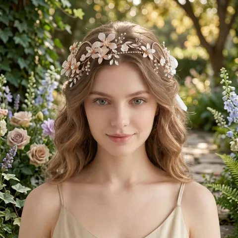 Vintage Gold Bridal Hair Vine Handmade Alloy Flower Rhinestone Artificial Pearl Headband Wedding Photography Hair Accessories For Women