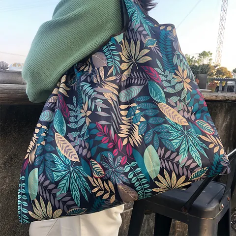 Bolsa De Compras Plegable Gran Capacidad Reutilizable Poliéster Ecológica Bolso Portátil Lavable Almacenamiento De Supermercado