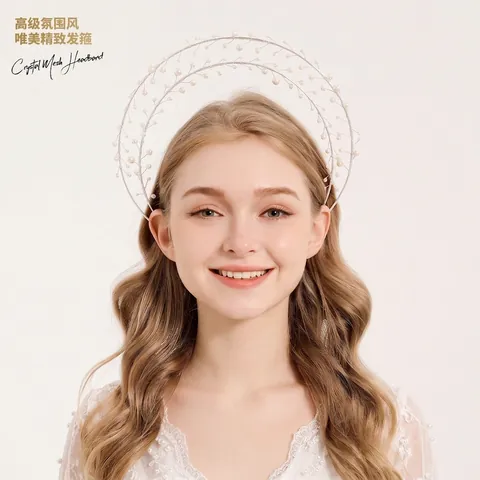 Vintage Halo Crown Headband Χειροποίητα Τεχνητά Μαργαριτάρια Χάλκινο Σύρμα Χρυσό Tiara Για Γυναίκες Γάμο Πάρτι Αξεσουάρ Φωτογραφίας