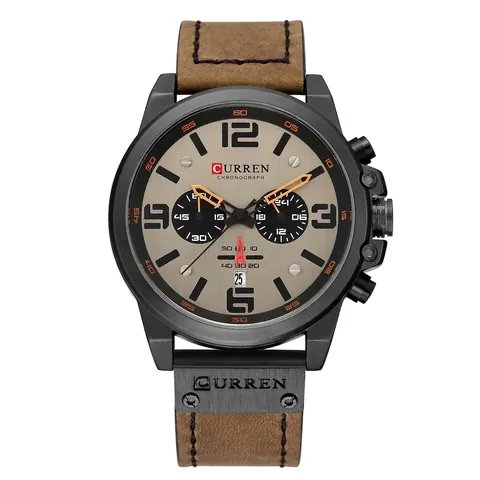CURREN 8314 Men Business Chronograph Quartz Watch Calendar Waterproof Alloy Case Faux Leather Strap Casual Wristwatch