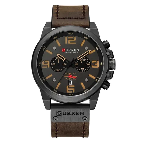 CURREN 8314 Men Business Chronograph Quartz Watch Calendar Waterproof Alloy Case Faux Leather Strap Casual Wristwatch