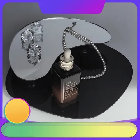 Bandeja De Espejo Acrílica Irregular Con Patas Esféricas Organizador Escritorio Minimalista Soporte Joyas Perfume