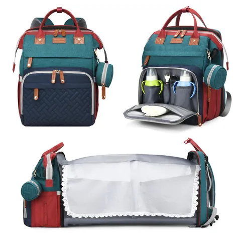 Mochila Pañalera Multifuncional Gran Capacidad Tela Oxford Cuna De Bebé Plegable Con Sombra Para Mujeres Mochila Pañalera