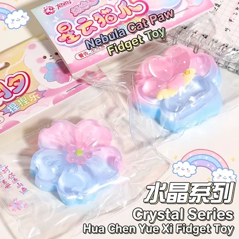Jouet Squishy Fluide Cristallin Fleur de Cerisier Patte de Chat Anti-stress Jouet Sensoriel Doux à Remontée Lente