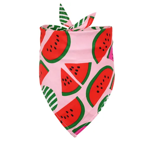 Bandana Pour Animaux De Compagnie En Coton Serviette Salive Imprimé Fruits Dinosaures Écharpe Réglable Lavable Chiens Chats