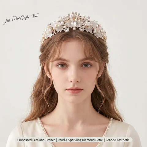 Baroque Flower Bridal Crown Rhinestone Artificial Pearl Headband Gold Silver Wedding Tiara Hair Accessories For Women