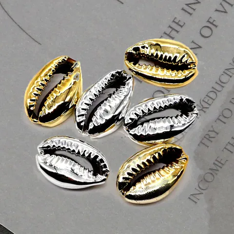 Electroplated Natural Cowrie Shell Beads For DIY Jewelry Making Gold Silver Conch Shell Charms Beach Jewelry Accessories