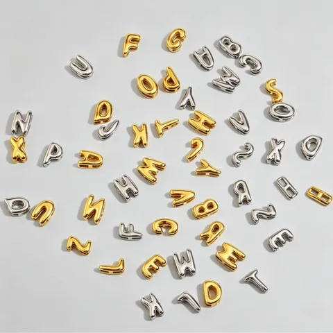 Μενταγιόν με Γράμματα Αλφαβήτου 3D Bubble από Ανοξείδωτο Ατσάλι 18K Επιχρυσωμένο Μινιμαλιστικό Αξεσουάρ DIY για Κολιέ