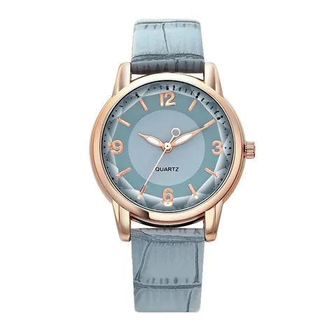 Orologio Al Quarzo Da Donna Moda Semplice Elegante Quadrante Tondo Cassa In Lega Oro Rosa Cinturino In Pelle PU Studentesse Analogico