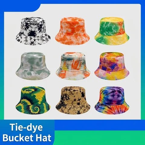Unisex Tie-Dye Καπέλο Bucket Εξωτερική Αντηλιακή Προστασία Βαμβάκι Πολυεστέρας Γκράφιτι Αναστρέψιμο Καπέλο Ψαρά Αναδιπλούμενο Ταξίδι Παραλία