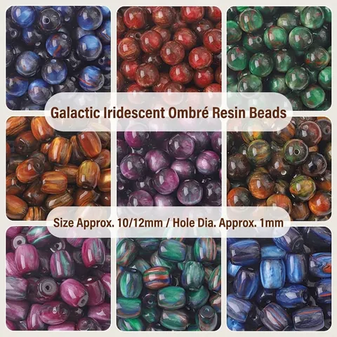 Artistic Marble Pattern Loose Beads For DIY Jewelry Making Starry Sky Gradient Resin Acrylic Round Barrel Beads For Bracelet Necklace Handmade Craft Supplies