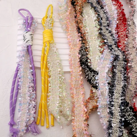 Multicolor Polyester Tweed Lace Trim Fringe Ribbon Gold Thread Braided Cord For DIY Sewing Garment Accessories Home Decor
