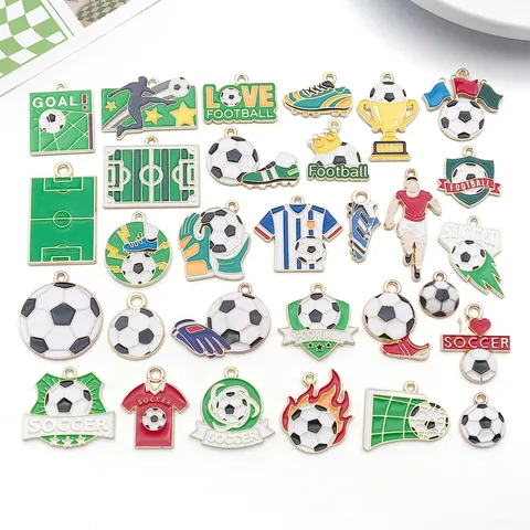 Soccer Football World Cup Series Enamel Zinc Alloy Charms Pendants For DIY Jewelry Making Keychain Bag Accessories Sport Theme