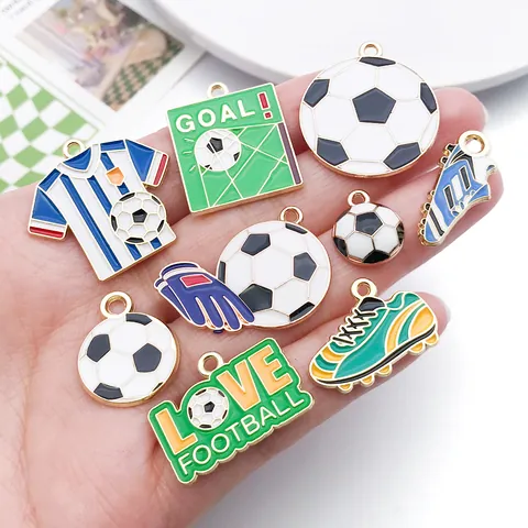Soccer Football World Cup Series Enamel Zinc Alloy Charms Pendants For DIY Jewelry Making Keychain Bag Accessories Sport Theme