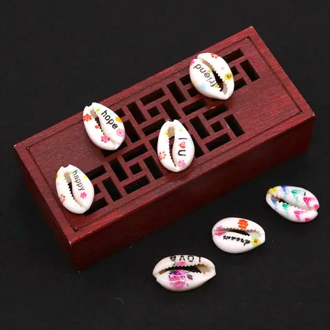 Natural Printed Shell Beads Conch Shape Letter Pattern DIY Jewelry Making Accessories For Necklace Bracelet Handmade Findings