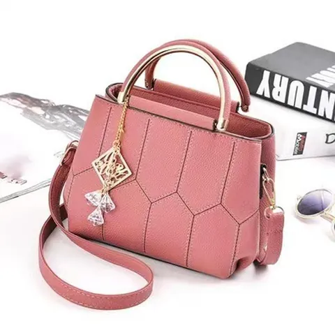 Borsa a Tracolla alla Moda da Donna Pelle PU Urbano Minimalista Borsa a mano Con Manico in Metallo Design di Cuciture