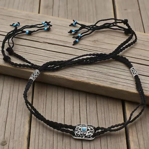 Handmade Ethnic Woven Hair Rope Tibetan Style Long Tassel Hair Tie Bohemian Headband Vintage Wrap Cord Accessory