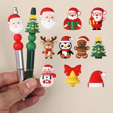Perline in Silicone Natalizie 3D per Creazione di Gioielli Fai-da-te Babbo Natale Pupazzo di Neve Renna Senza BPA Accessori