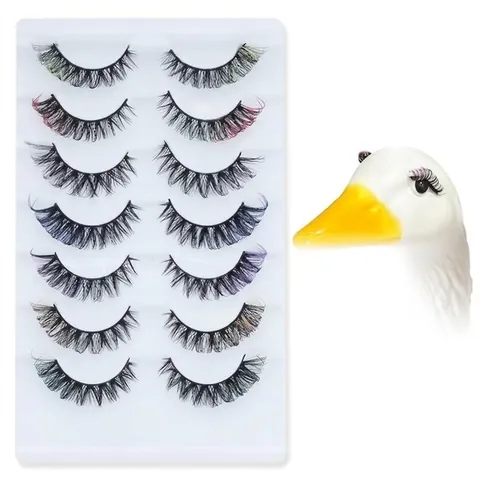 Multicolor Russian Volume Thick Curled Synthetic Fiber False Eyelashes Dramatic Colorful Eyelashes For Party Stage Makeup Decoration