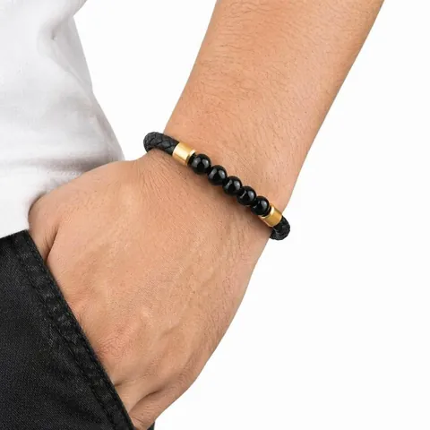 Bracciale in Pelle Intrecciata Vintage da Uomo Con Pietre Occhio di Tigre Naturali Chiusura Magnetica Gioielli Artigianali Regalo