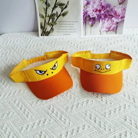 Funny Cartoon Eyes Cotton Sun Visor Hat For Women Kids Breathable Adjustable Outdoor Sport Beach Duck Penguin Baseball Cap