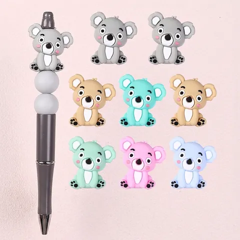 Cute Cartoon Koala Silicone Beads Multi Color Animal Loose Spacer Beads For DIY Jewelry Making Keychain Crafts Accessories Gift
