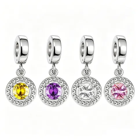 Ciondolo in Acciaio Inossidabile a Goccia Rotondo Zirconia Multicolore DIY Creazione Gioielli Solo Ciondolo Senza Catena