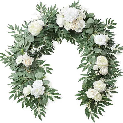 Guirnalda de Rosas Artificiales Eucalipto Enredadera Flores de Seda Camino de Mesa Verdor Para Boda Arco Hogar Fiesta Jardín Decoración Floral Colgante