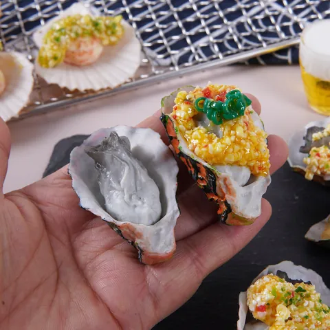 Simulation Oyster Scallop Keychain Realistic Fake Seafood Food Model PVC Resin Shellfish For Bag Charm Backpack Novelty Gift