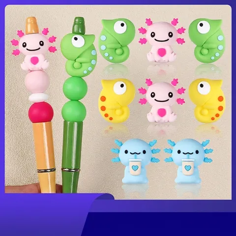 Perline in Silicone a Forma di Animale Cartone Animato 3D Camaleonte Axolotl Accessori Fai da Te per Penne Portachiavi Bambini Artigianato